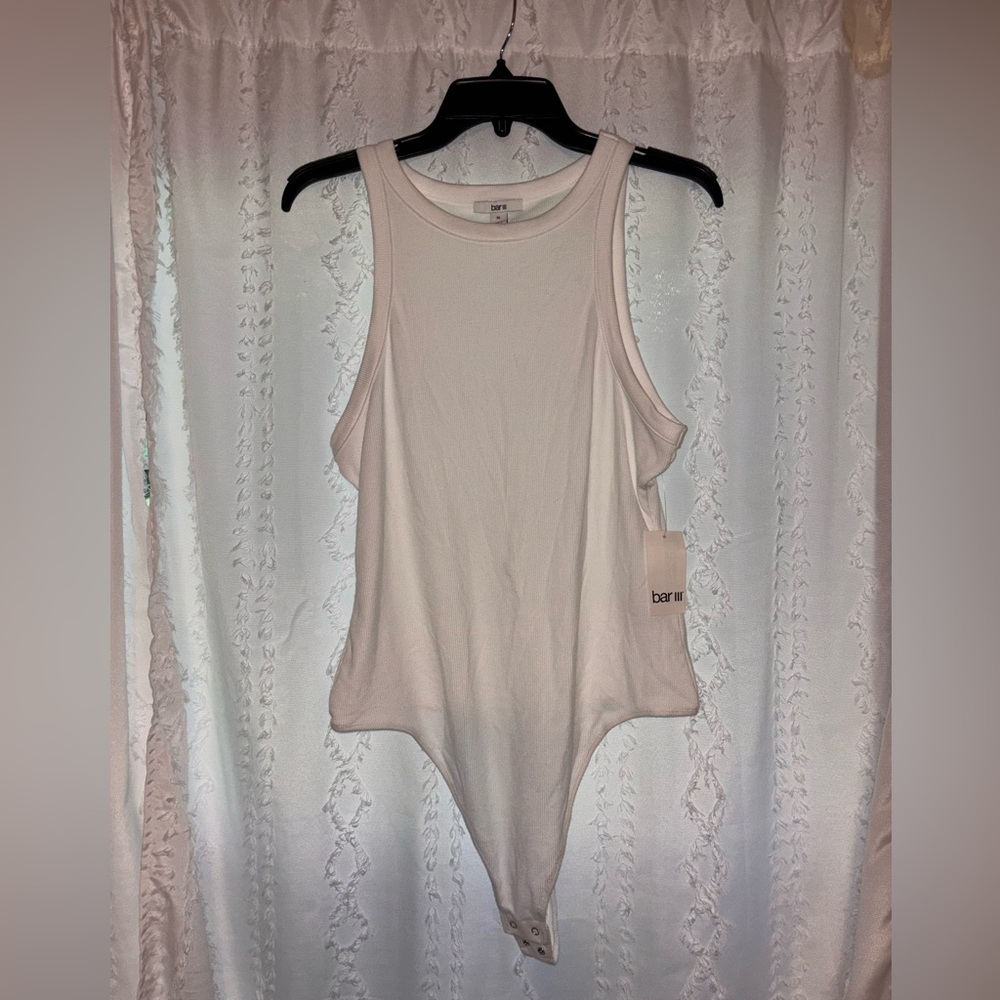 Bar III Women's White Sleeveless Bodysuit